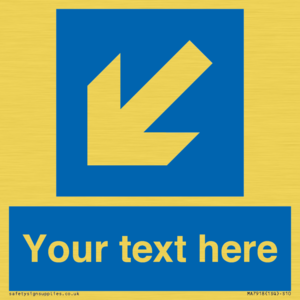 Custom Directional signage blue down left arrow 